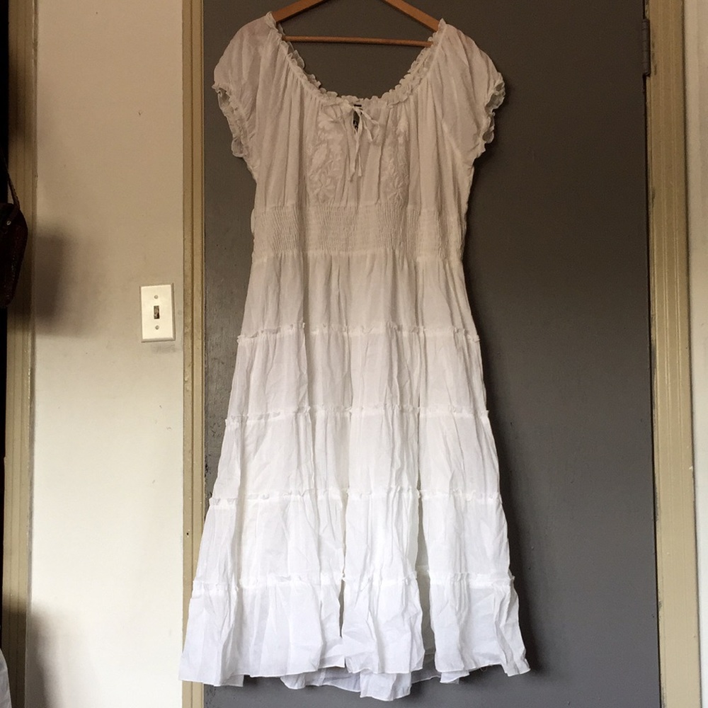 NWT Studio West white India cotton boho patchdress